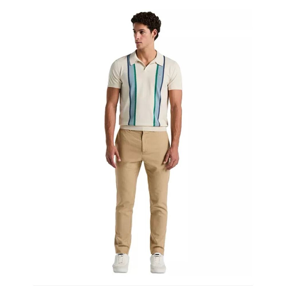 Original Penguin Slim Fit Flat-Front Linen-Blend Chino Pants Travertine Beige 32